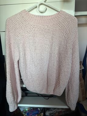 Altar'd State Light Pink Chunky Knit Crew Neck Sweater